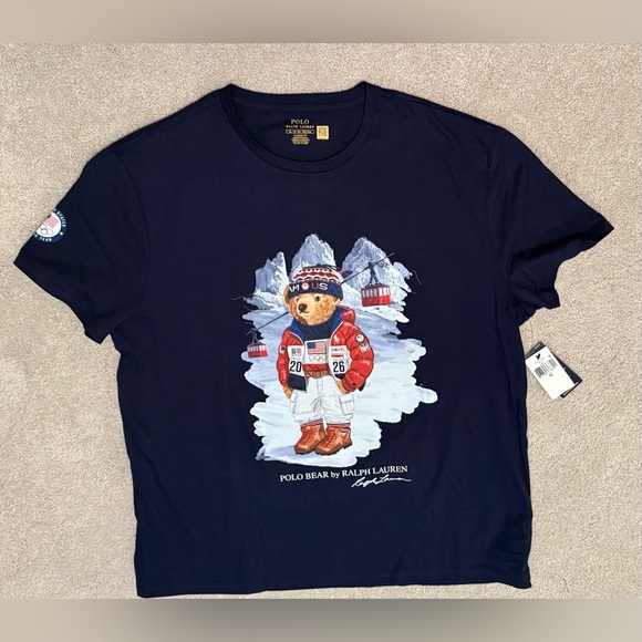 Polo Ralph Lauren Official 2026 Olympic Bear Navy T-Shirt Classic Fit XL - NWT - Picture 7 of 7
